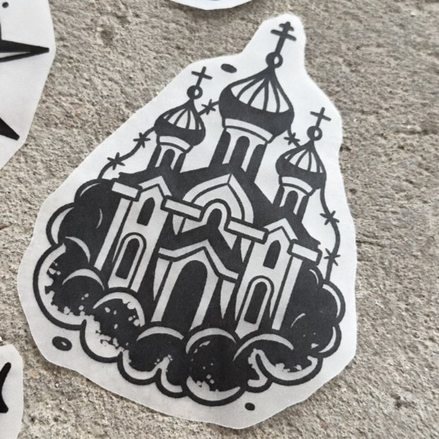 Russian culture — blackwork flash tattoo by Nick Kozlov