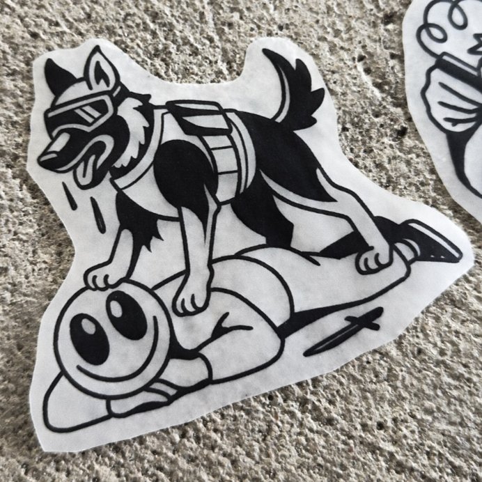 Service dog — blackwork flash tattoo by Nick Kozlov