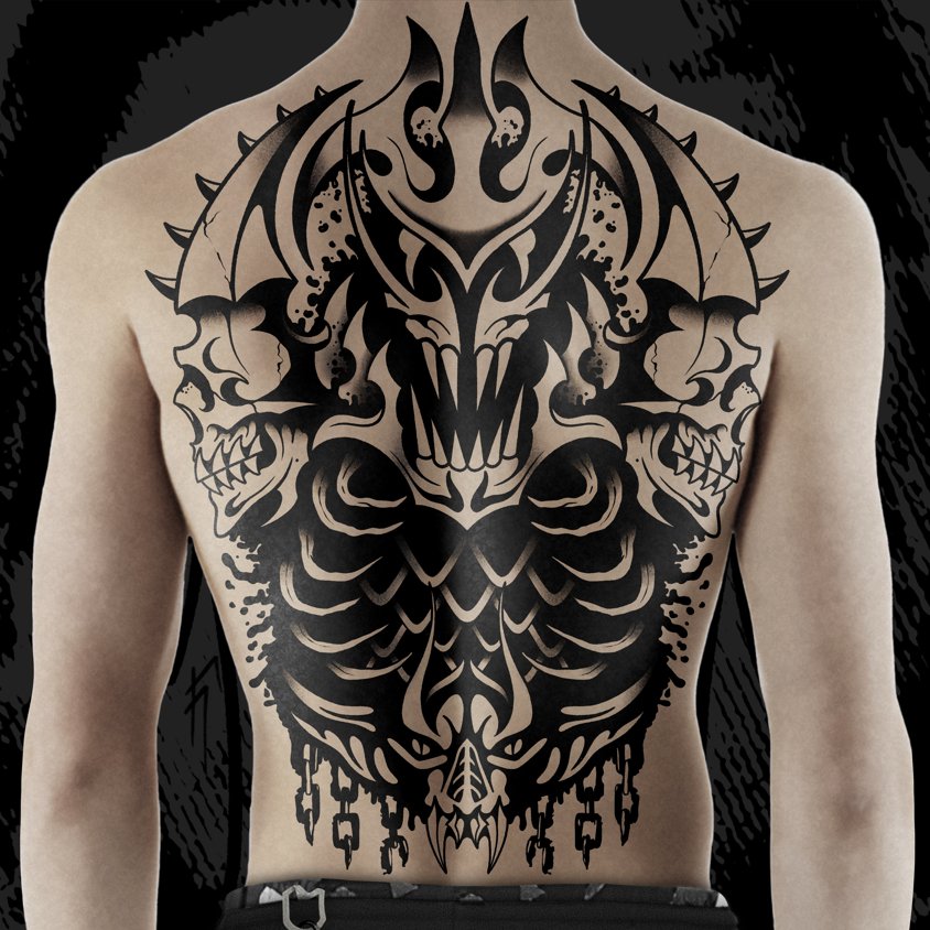 Born to scare — big tattoo project by Nick Kozlov