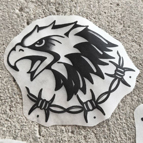 Eagle barbed wire — blackwork flash tattoo by Nick Kozlov
