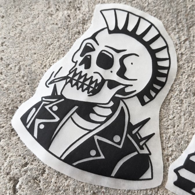Punks never DIE — blackwork flash tattoo by Nick Kozlov