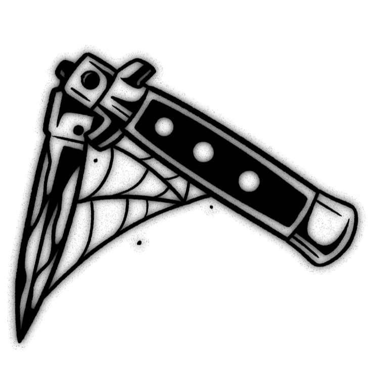 Knifev 19 — blackwork flash tattoo by Nick Kozlov