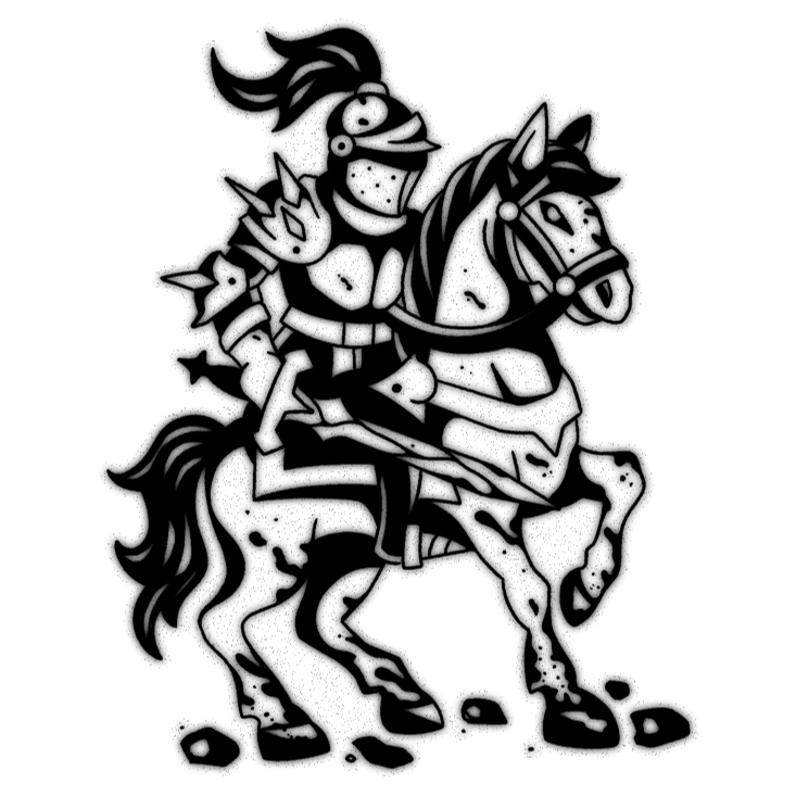 Medival Knight — blackwork flash tattoo by Nick Kozlov