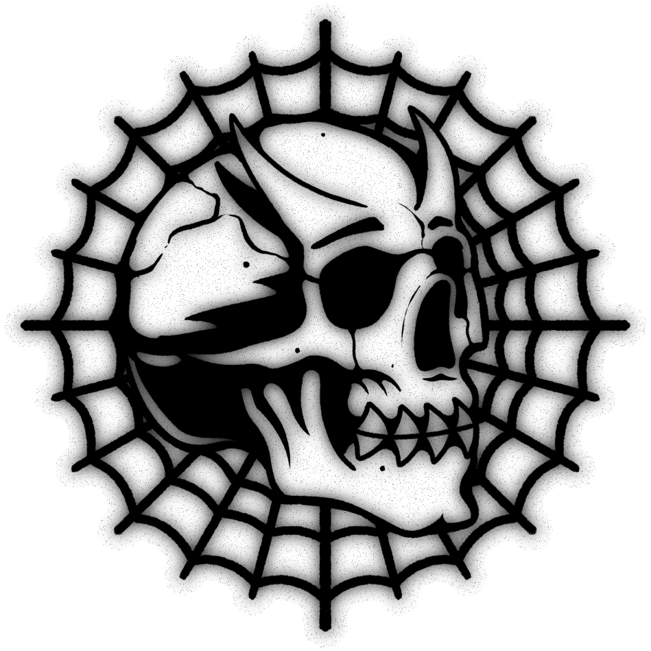 Skull&Web — blackwork flash tattoo by Nick Kozlov