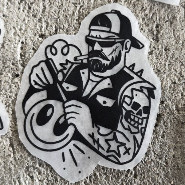 Trouble man — blackwork flash tattoo by Nick Kozlov
