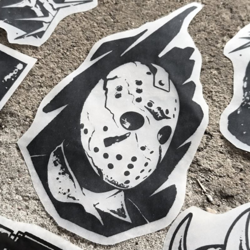 Jason Voorhees — blackwork flash tattoo by Nick Kozlov