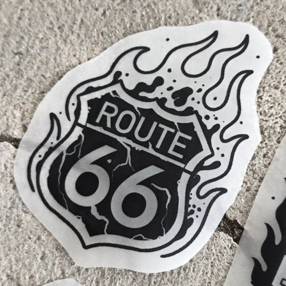 Route 66 — blackwork flash tattoo by Nick Kozlov