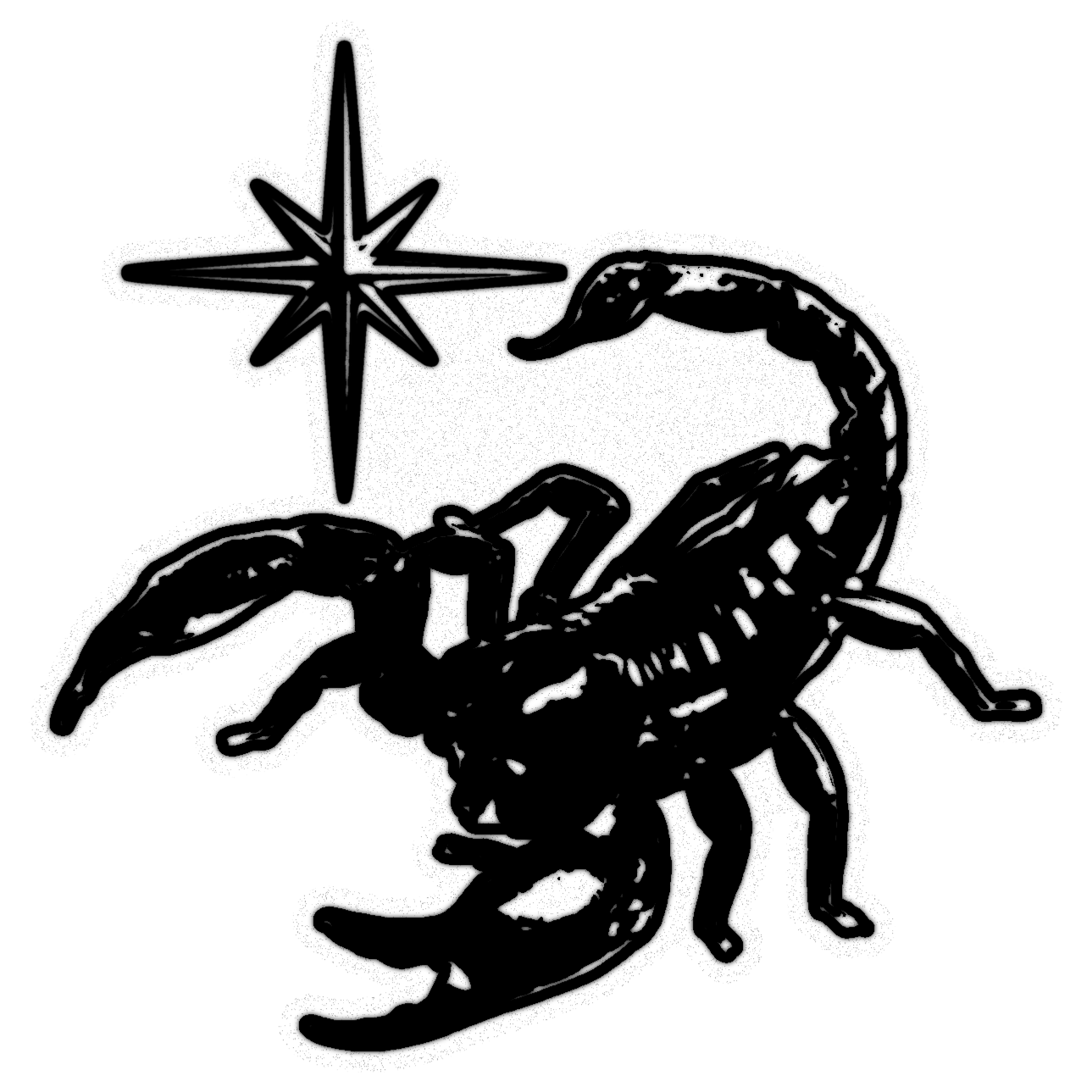 Star Scorpion — blackwork flash tattoo by Nick Kozlov