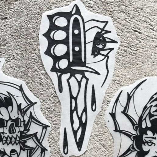 Heavy knife — blackwork flash tattoo by Nick Kozlov