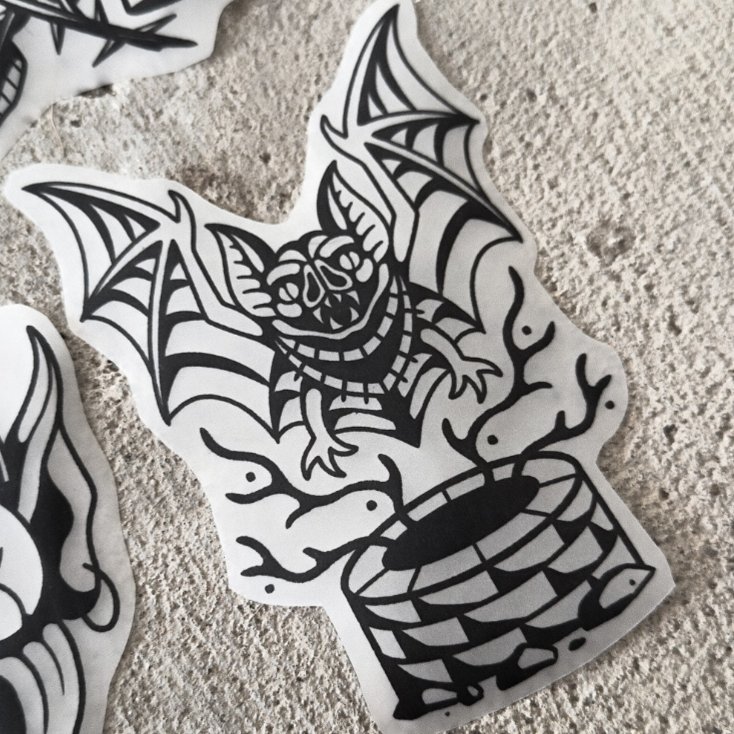Bat Dungeon — blackwork flash tattoo by Nick Kozlov