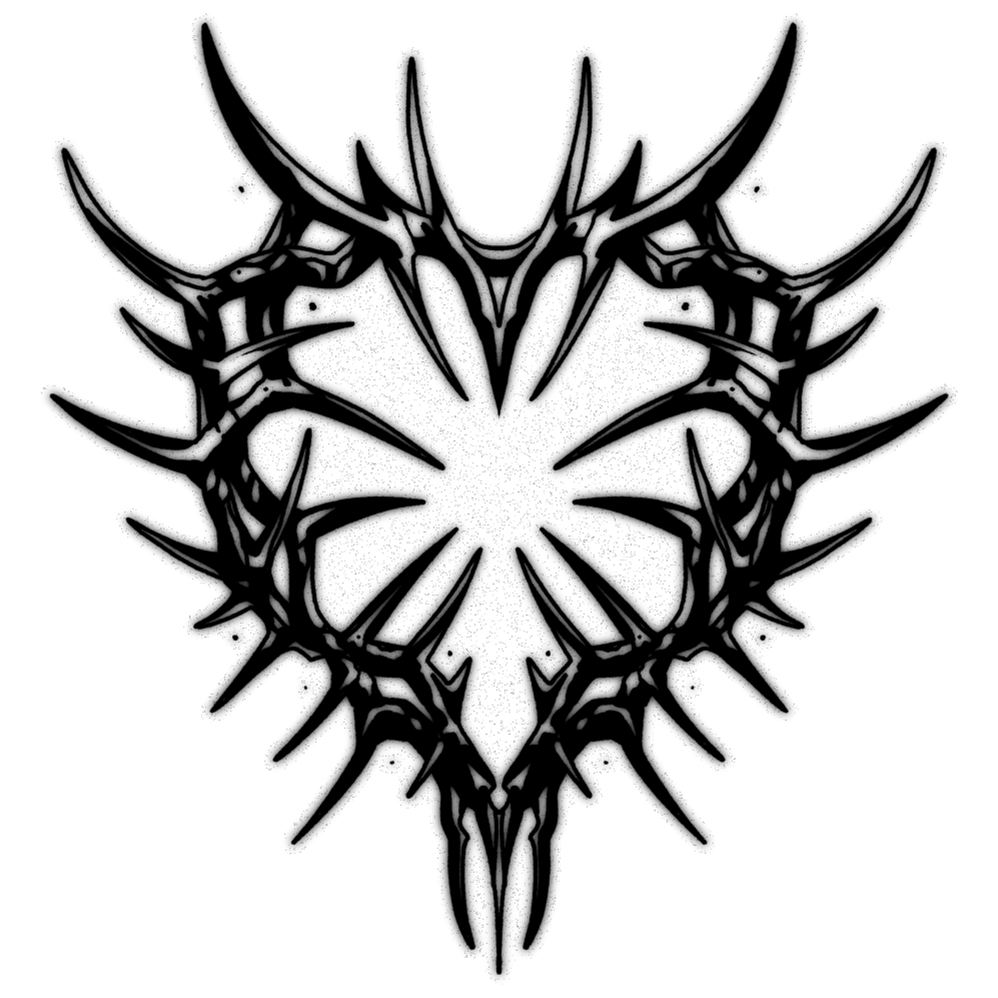 heart with spikes — blackwork flash tattoo by Nick Kozlov