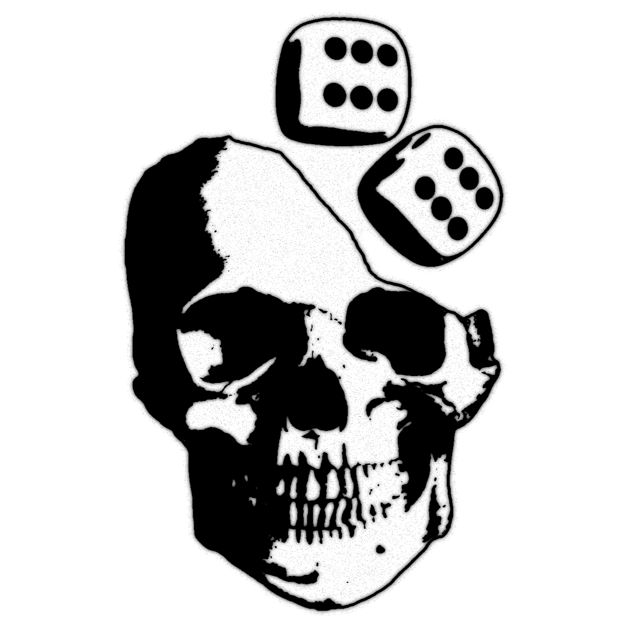 Death bones game — blackwork flash tattoo by Nick Kozlov