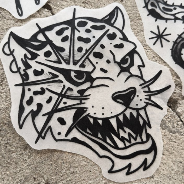 Wild tiger — blackwork flash tattoo by Nick Kozlov
