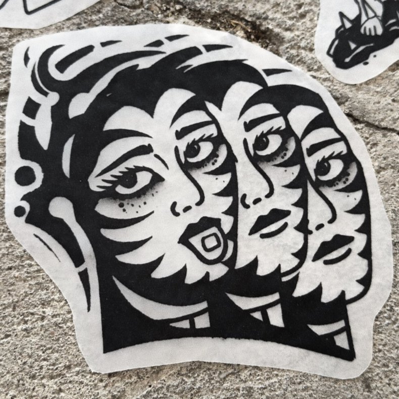 in the club — blackwork flash tattoo by Nick Kozlov