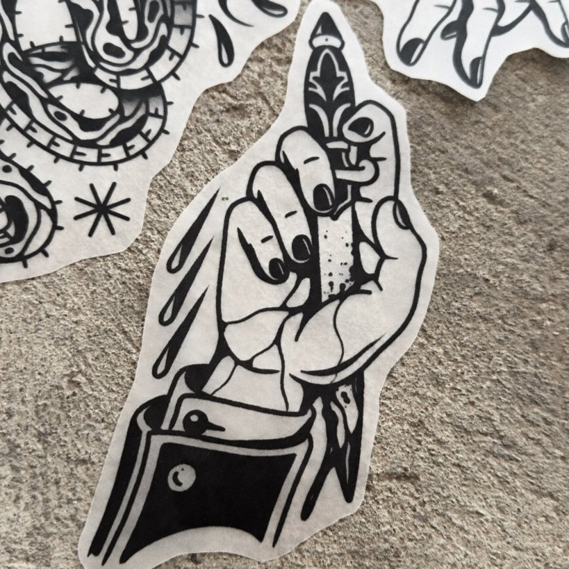 Self Destruction — blackwork flash tattoo by Nick Kozlov